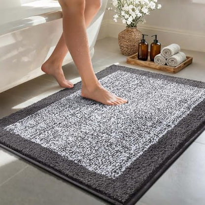 48x32 Large Bathroom Rugs Non Slip Washable, Soft Absorbent Bath Mat Grey