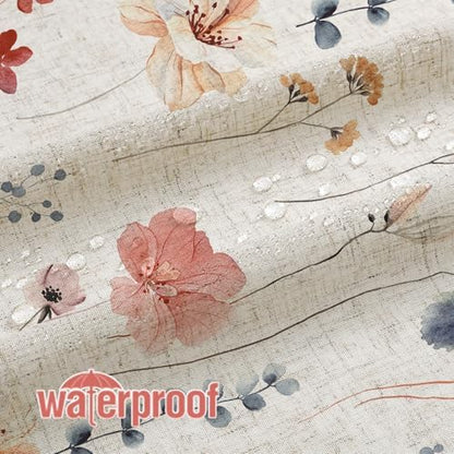 Gibelle Coral Linen Watercolor Floral Fabric Shower Curtain, 72x72