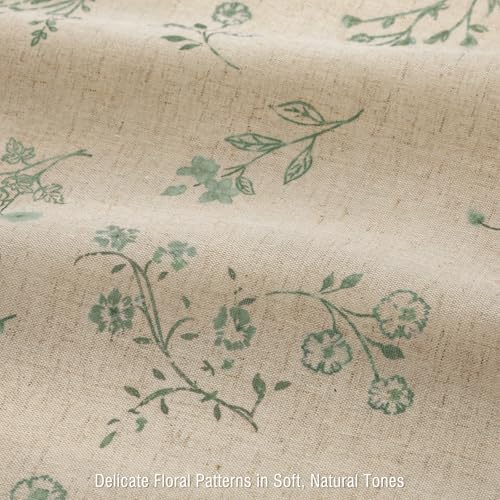 Sage Green Floral Farmhouse French Vintage Linen Shower Curtain 72Wx84H