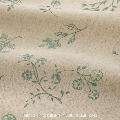 Sage Green Floral Farmhouse French Vintage Linen Shower Curtain 72Wx84H