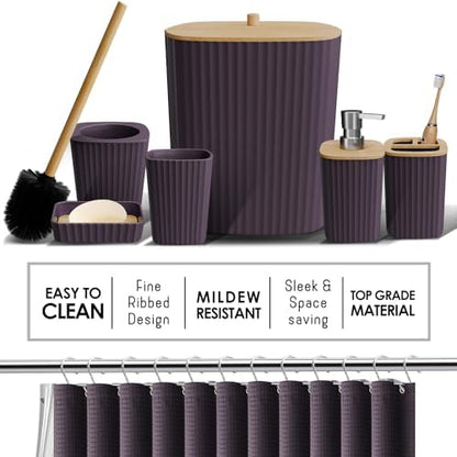 Clara Clark Purple Bathroom Set, Bathroom Sets with Shower Curtain and Rugs