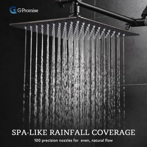 G-Promise All Metal 8" Rain Shower Head with Handheld for Bathroom Upgrade