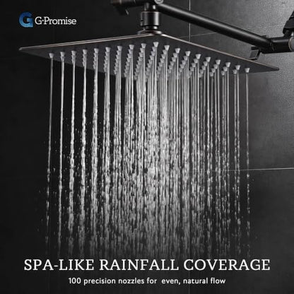 G-Promise All Metal 8" Rain Shower Head with Handheld for Bathroom Upgrade