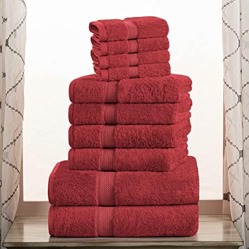 Superior Egyptian Cotton Ultra Plush & Absorbent, 10 Piece Set, Red