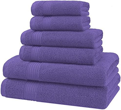 American Veteran Towel, 6 Piece Towel Set for Bathroom, 100% Cotton Turkish Bathroom Towels, 2 Bath Towels 2 Hand Towels 2 Washcloths, Purple