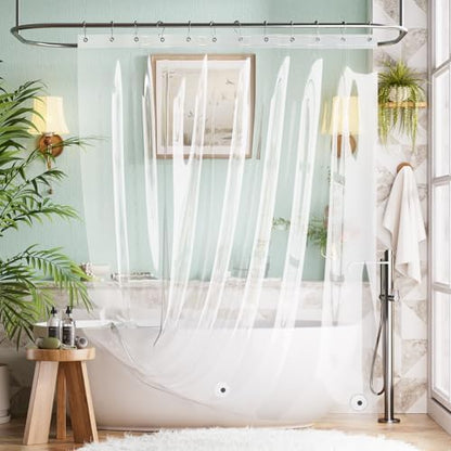 Bathway Shower Curtain Liner, Clear Shower Curtain Liner 72x75 PEVA Waterproof Shower Curtain Liner Plastic with 3 Magnets and 12 Rustproof Metal Grommets, Lightweight Shower Liner for Bathroom