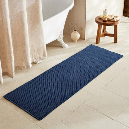 TYUU Waffle Runner Rug Bathroom, Long Boho Bath Mat, 72x24 Navy Blue