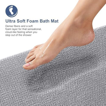 OLANLY Memory Foam Bathroom Runner Rug 59x24, Absorbent Long Bath Mat, Grey