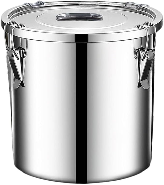 stainless steel food storage containers with lids lock clips airtight container large airtight for rice flour sugar grain coffee bean storage containers Kitchen jar (1.59gal/6L)
