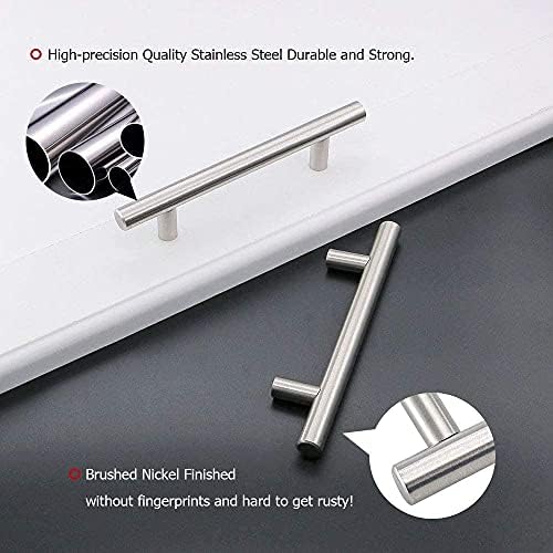homdiy 128mm Cabinet Handles Brushed Nickel Cabinet Pulls 201BSS Drawer Handles Square Drawer Pulls for Kitchen Cupboard Door, Bedroom Dresser Drawer Bathroom Wardrobe Hardware 1 Pack