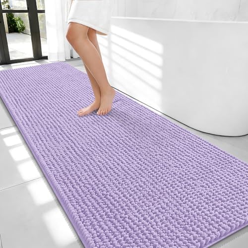 OLANLY Thick Chenille Bathroom Runner Rugs Mats 70x24, Lavender