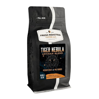 Fresh Roasted Coffee, Tiger Nebula Whole Bean Coffee, Medium Roast, Kosher, 12 oz