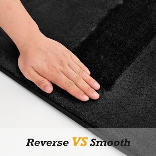 HUXMEYSON Bathroom Rugs Sets 2 Piece, Non-Slip & Quick Dry Bath Mat Set, Ultra Soft Velvet Bath Rugs for Bathroom, Toilet and Shower Floor, Black