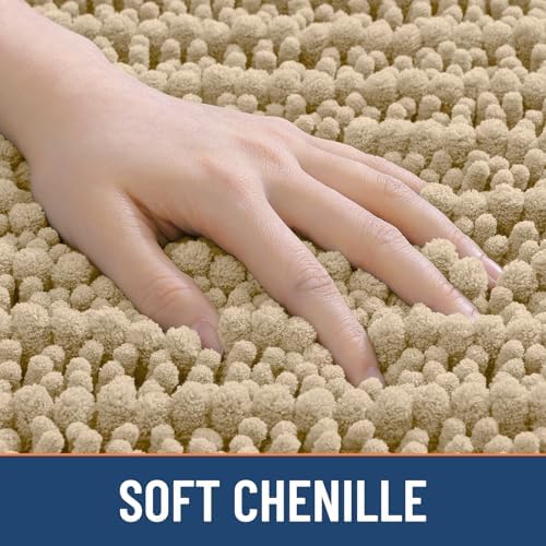 Smiry Bathroom Rugs 44X24, Extra Soft Rubber Backing Chenille Bath Mats