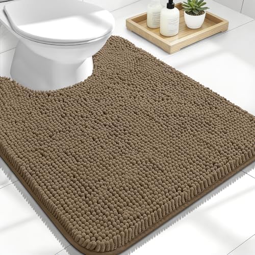 OLANLY Toilet Rugs U-Shaped 24x20, Soft Absorbent Chenille Contour Rugs