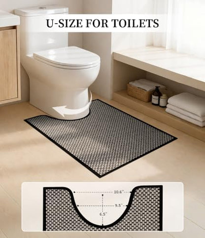 YIHOUSE Black Bathroom Rugs Sets 3 Pieces,Thin Bath Mat Quick Dry