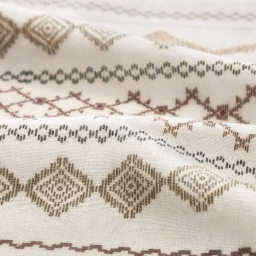 Beige Boho Linen Shower Curtain,72" W x 78" L