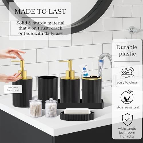 Black Gold Bathroom Accessories Set, 10PC Bathroom Set