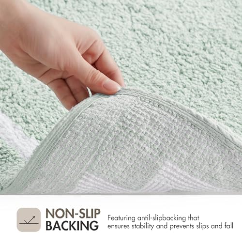 Madison Park Evan 100% Cotton Bath Rug Plush Absorbent, 24" x 40", Seafoam