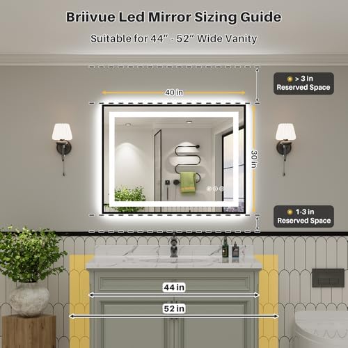 40x30 Inch LED Bathroom Mirror with Black Frame, Backlit & Front Lit