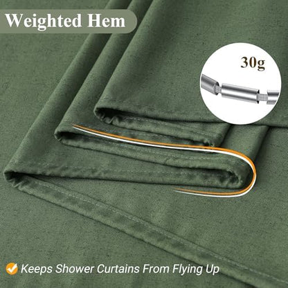 Naturoom Linen Shower Curtain 96 Inch Long for Bathroom Olive Green 1 Panel