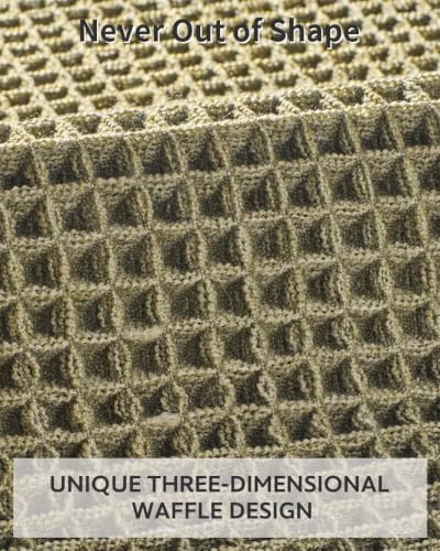 tchdio Waffle Bath Mat Rug, Super Absorbent Non Slip Bath Mats Ultra Soft Bathmat Machine Washable Bathroom Rugs with Tassels, Bath Rugs for Bathroom Floor Beside Tub, 20" x 32", Green
