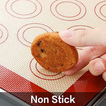 MCIRCO 6 Piece Stainless Steel Baking Sheet with Rack with Silicone Baking Mat Set (2 Pans + 2 Racks + 2 Mats), 17.3 x 13 x 1 Inch Cookie Sheet with Cooling Rack, Easy Clean