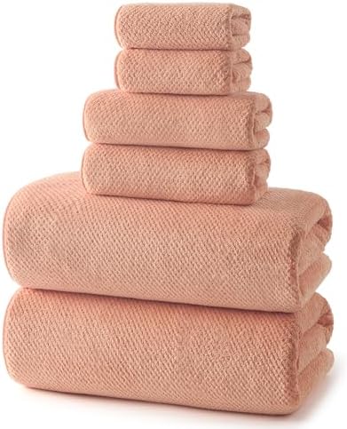 REDKISS Ultra Soft 6 Piece Towel Set, Premium Towels for Bathroom, Highly Absorbent, Quick Dry, Lightweight Bath Towels Set Collection, Includes 2 Bath Towels, 2 Hand Towels, 2 Washcloths, Orange