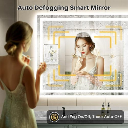 Briivue 68x36 Inch LED Bathroom Mirror with Lights, Backlit & Front Lit