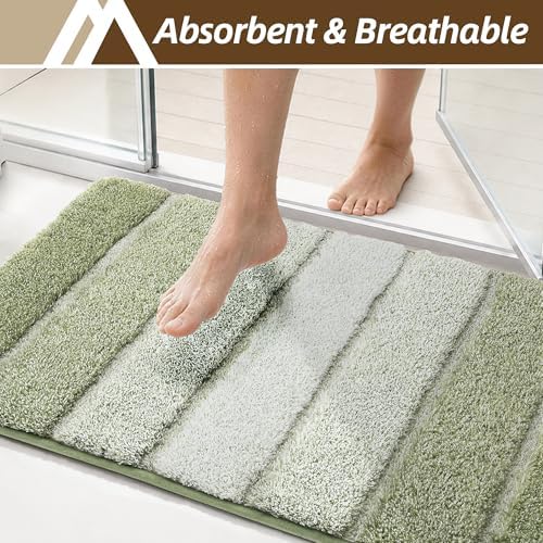 COSY HOMEER Bathroom Rugs 30x20,Ultra Soft Absorbent Bath Mat,Green