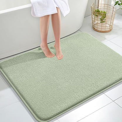 OLANLY Memory Foam Large Bathroom Rug 40x32, Absorbent Bath Mat, Sage Green