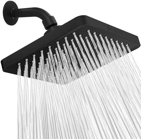 SparkPod Rain Shower Head, 8 Inch Square, Midnight Black Matte Finish