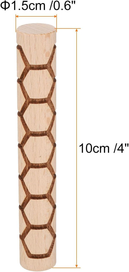 HARFINGTON Wood Clay Roller 4" Hexagon Pattern Rolling Pins Wood Rollers Pottery Tools Wood Grain Texture Rollers for Clay Baking Dough Playdough DIY