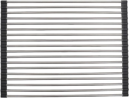 Strictly Sinks Stainless Steel Roll Up Dish Drying Rack – Silver 16 Inch Over The Sink Drying Rack Ideal for Apron Workstation Sinks Only – Multipurpose Foldable Dish Rack (16-3/8″ x 13″ x 3/8″)