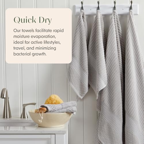 Springtree Home 100% Cotton Hand Towel Set | 6-Pack | Textured | Grey