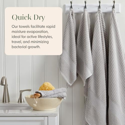 Springtree Home 100% Cotton Hand Towel Set | 6-Pack | Textured | Grey