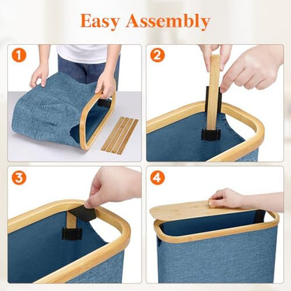 Lifewit Toilet Paper Storage Holder, Extra Large Stand Basket 30L Dark Blue