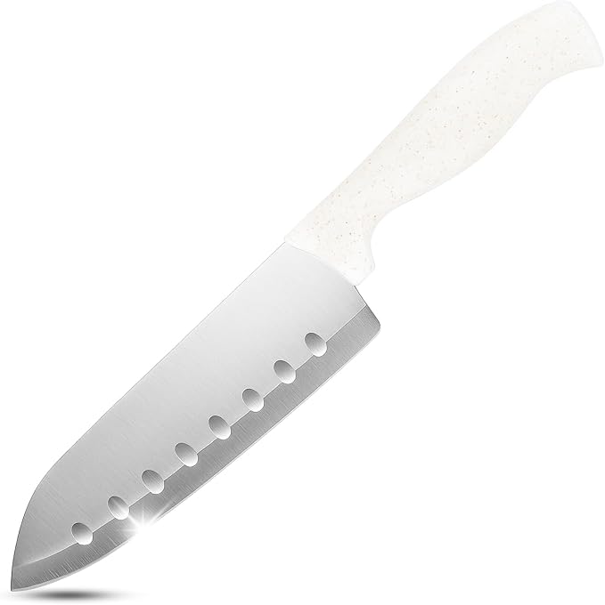 Beille 1pc Stainless Steel and Wheat Fiber Handle Santoku Knife Kitchen Essentials, 12 Inch