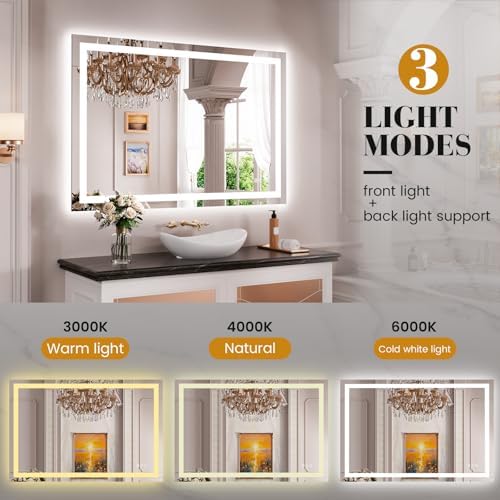 JISOSO LED Bathroom Mirror, Bathroom Vanity Mirror, 48"x32"