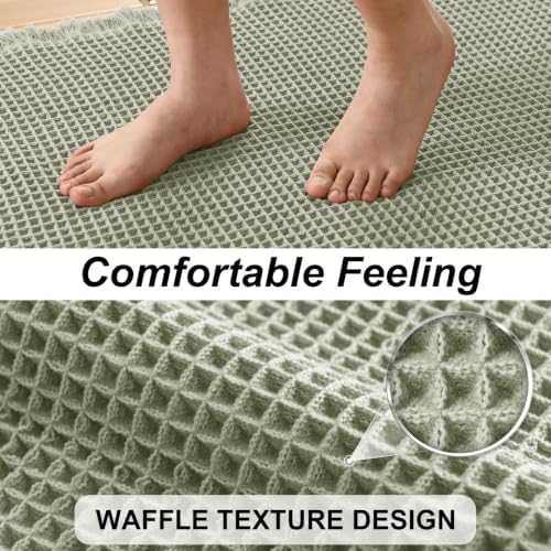 JIUZHEN Set of 2 Waffle Bathroom Rugs Non Slip Bath Mats, 16"x24"+24"x60"