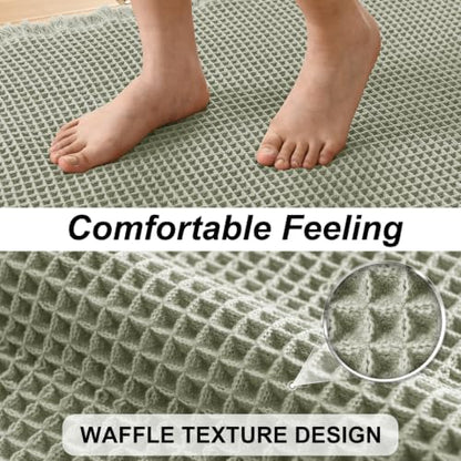 JIUZHEN Set of 2 Waffle Bathroom Rugs Non Slip Bath Mats, 16"x24"+24"x60"