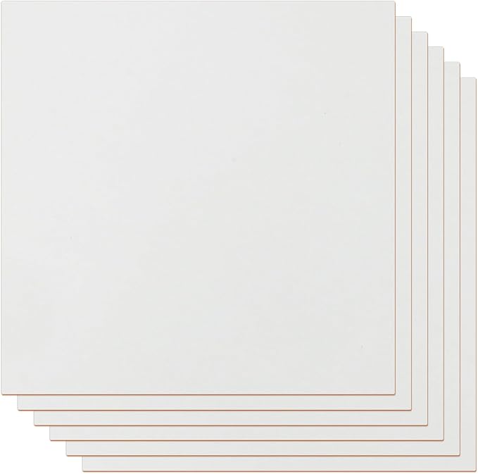 6 Pack Colored MDF Boards for Laser Engraving, 12x12x1/8 (3mm) Unfinished Fiberboard for Laser Cutting, DIY Craft Projects, Home Decor, Sign Making, Woodworking (White)