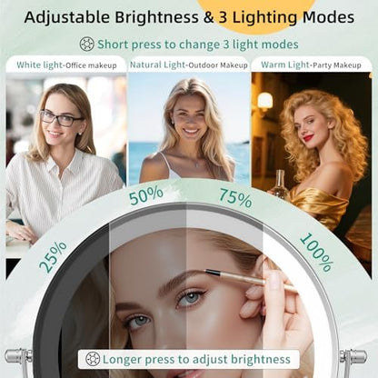 FUNTOUCH 5000mAh Rechargeable Wall Mounted Makeup Mirror with Light Charger
