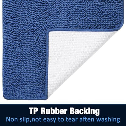 LOCHAS Luxury Bathroom Rug Shaggy Bath Mat 24 x 60 Inch, Blue