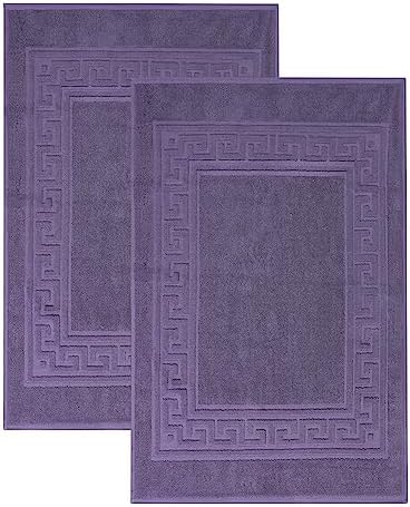 Superior Hotel & Spa Quality Bath Mat Set of 2, Made of Long-Staple Combed Cotton, Durable and Washable 100% Cotton Bathroom Mat 2-Pack, Royal Purple, 22" x 35"