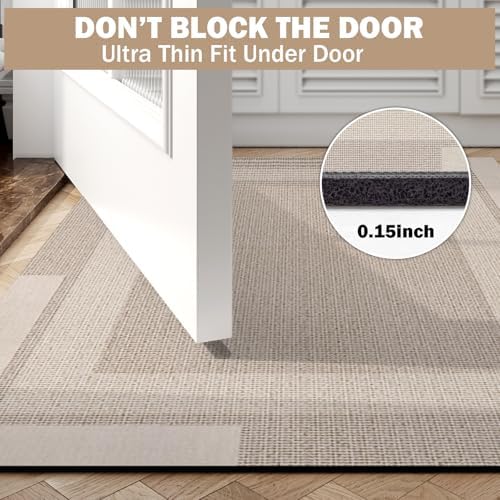 YDKGL Non Slip Bath Mat Thin Bathroom Rugs Fit Under Door Beige 16"x 24"