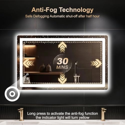 Delma 24x40 LED Bathroom Vanity Mirror with Lights, Anti-Fog, Dimmable