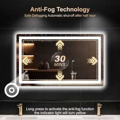 Delma 24x40 LED Bathroom Vanity Mirror with Lights, Anti-Fog, Dimmable