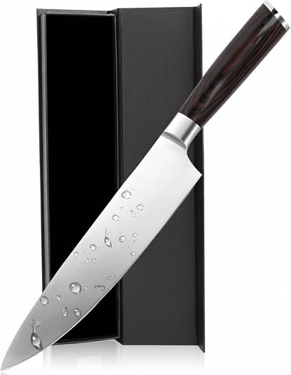 8-Inch Gyuto Chef Knife – High Carbon Stainless Steel Kitchen Knife with Comfortable Wood Handle