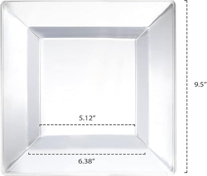 Party Essentials 10-Count Hard Plastic 9.5" Classic Square Lunch/Dinner Plates, Clear
